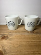 2 Pyrex Blueberry Mugs Blue Flower Coffee Cup D-Handle 1410 Summer Impressions - £6.65 GBP