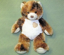 Babw Teddy Champ Brown Calico Heart Patch Bear 15&quot; Plush Stuffed Animal Stitch - £17.98 GBP