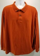 QQ) St. Johns Bay Bay Sueded Jersey Long Sleeve Cotton Polo Shirt XL Orange - $12.86
