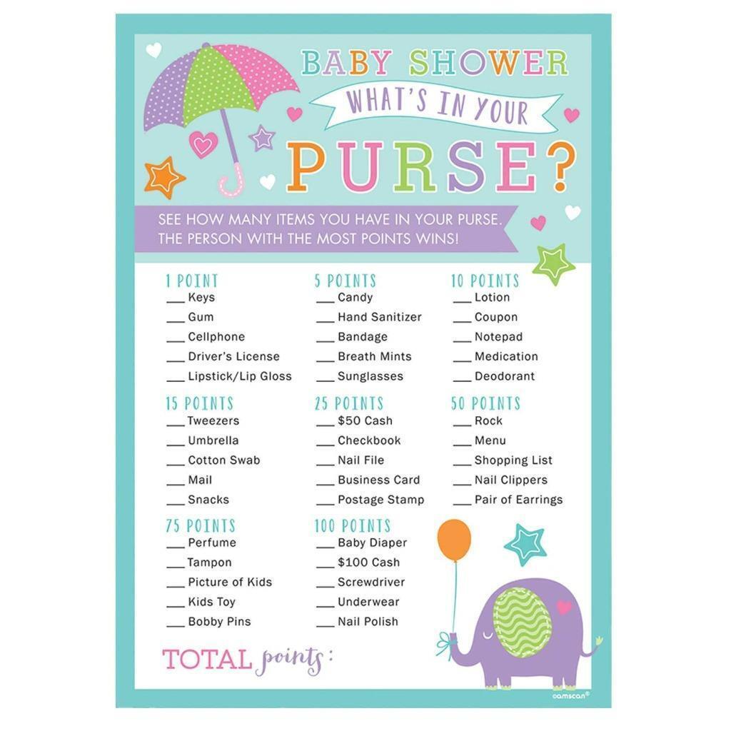 Baby Shower Whats in Your Purse Party Game 24 Piece New - $4.95