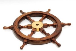 Ship Wheel Nautical 24-In Rosewood Brass - $149.00