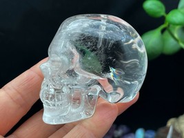 Rainbow Clear Crystal Skull Quartz Crystal Carved Skull Home Decor D091502 - £116.54 GBP