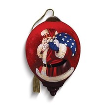 Ne&#39;Qwa Art A Patriotic Christmas by Simon Treadwell Hand-painted Glass Ornament - £32.44 GBP