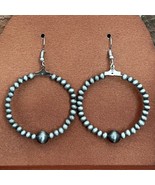 New Boutique Faux Navajo Style Pearl Hoop Drop Earrings Western Boho Cow... - $22.99