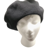 Beret Basque De Luxe Black Hat Cap Czech Republic Pure Wool RN 58584 Rare - £24.37 GBP