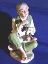 Vintage Homco Porcelain Asian Woman Figurine Sitting On A Mat #1431 6&quot; Tall - $26.59