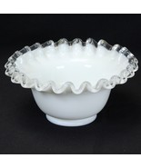 Fenton Silver Crest Rose Bowl Vase Ruffled Edge Milk Glass Small 2.75&quot; Tall - $372.34 MXN