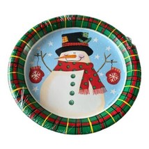 Smiling Snowman 6 3/4 Inch Paper Plates 8 Pack Winter Party Tableware Su... - £6.33 GBP