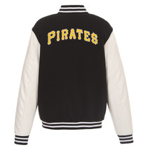 MLB Pittsburgh Pirates Reversible Fleece Jacket PVC Sleeves Embroidered Logos  - £109.83 GBP