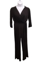 New Directions Jumpsuit Womens Size Large Black Jersey Knit Straight Leg  - £15.82 GBP
