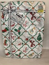 Christmas Tablecloth Flannel Back Vinyl Square 52x52 Mistletoe Retro Snowmen - £21.42 GBP