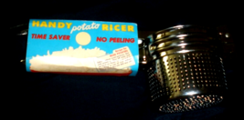 Vintage Handy Things Metal Fruit Press Potato Ricer Kitchen Gadget FINE NEW - $21.84