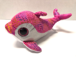 TY Surf Original EDITION 8&quot; Pink Glitter Eyes Dolphin Plush - £3.92 GBP