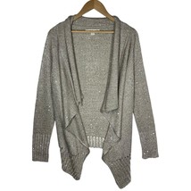Boston Proper Sweater Womens L Sequined Cardigan Asymmetrical Long Sleev... - $25.73