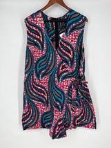 NWT D&#39;Ianyu Faux Wrap Romper Sz XXL Pink Blue African Print Sleeveless - £39.11 GBP