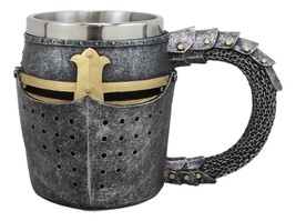 Ebros Medieval Knight Of The Cross Suit of Armor Helm Drinkware Mug Cup 6.5&quot;L - £22.44 GBP