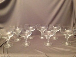 VINTAGE Set of 8 Thomas HOLIDAY Crystal Champagne Sherbert Glasses Acid Marked - £43.49 GBP