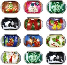 10 Large Hole Beads European Glass Big Spacers Christmas Assorted Lot Mix 14mm - $6.92