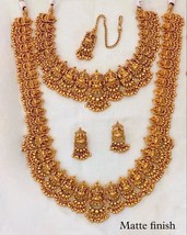 Gold Plated Indian Bollywood Style Bridal Necklace Temple Goddess Jewelry Set - £53.47 GBP