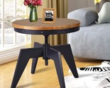 Industrial Coffee Table 24&quot; D Round Small Wood Coffee Accent Table For L... - $276.99
