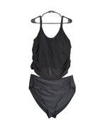 Adore Me Women&#39;s 2X 2-Piece Tankini Swimsuit Bathing Suit Black Sheer Pa... - $28.00