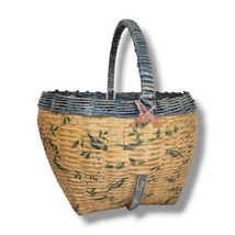 Vintage Handmade Basket Dona White Whachamacallits Rustic Blue Bird Robi... - £63.22 GBP
