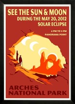 Solar Eclipse Arches National Park Retro poster 1930s Custom Framed A+ Q... - £37.07 GBP