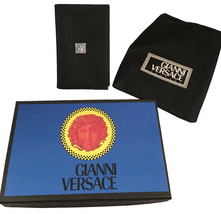 NEW IN BOX Vintage 90&#39;s Gianni Versace ID Card Wallet!  Black with Large Medusa - £143.43 GBP