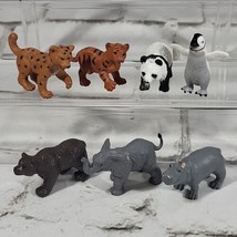 Safari Animal Figures Lot of 7 Penguin Tiger Hippo Elephant Panda Bear  - $19.79