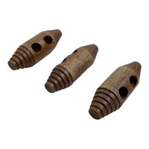 Vintage Lot of 3 Brown Wood Toggle Buttons 1.75&quot; - £8.70 GBP