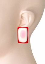 1.5/8 Long 70s Psychedelic Style Red, Pink, White Casual Clip On Earrings - $12.18