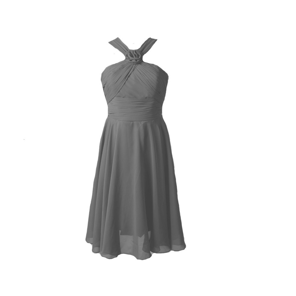 Kivary Women's Short Floral Knee Length Prom Bridesmaid Dress with Straps Grey U