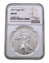 2019 S $1 Plateado American Eagle Graduado Por NGC Como MS-69 - $66.19
