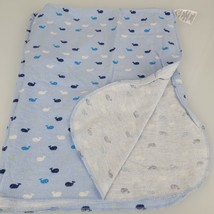 Baby Carters Boy White Blue Whale Cotton Flannel Receiving Swaddle Blanket - £22.47 GBP