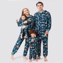 Hooded dinosaur Christmas pajama suit, Matching dino family onsie Xmas home wear - £46.98 GBP