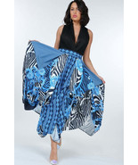 Women&#39;s Animal Chain Print Denim Tacked Maxi Skirt In Black Gold - €54,72 EUR