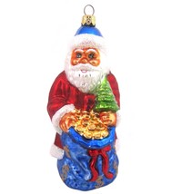 Christopher Radko Gold Money Bag Santa Glass xmas Ornament Sack O Plenty vtg 6” - £34.91 GBP