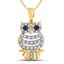 10kt Yellow Gold Womens Diamond Owl Pendant 1/6 Cttw - £214.25 GBP