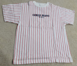 New Vintage 90s Guess Kids Red Vertical Stripes Size Large - $13.10