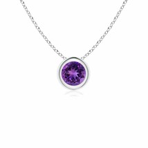 ANGARA 4mm Natural Amethyst Solitaire Pendant Necklace for Women in Silver - £82.69 GBP+