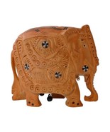 Wooden Elephant Hand Carved Wood Statue Figurine Sculpture Embellished V... - £13.18 GBP