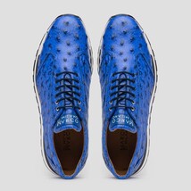 Hand painted genuine ostrich quill Sneaker Shoes Scanno Electric Blue image 4