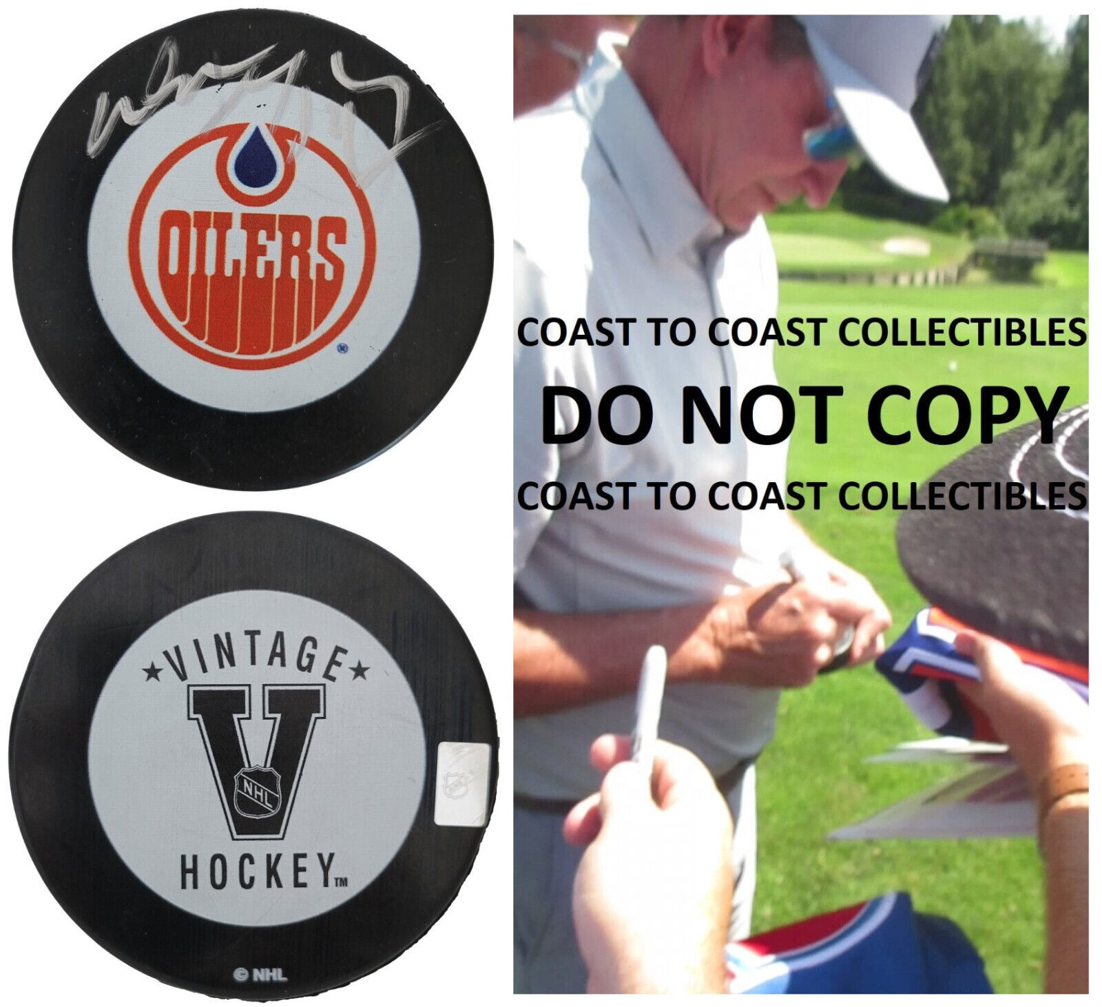 Primary image for Wayne Gretzky signed Edmonton Oilers logo Hockey Puck exact proof COA autograph