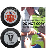 Wayne Gretzky signed Edmonton Oilers logo Hockey Puck exact proof COA au... - £389.51 GBP