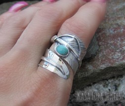 Womens Silver Feather ring - Statement ring -  December Birthstone - bol... - $1,133.42 MXN
