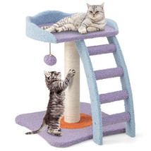 19 Inch Mohair Plush Cat Tree with Ladder and Jingling Ball-Purple - Color: Pur - £60.43 GBP