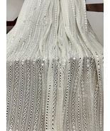 Off White Georgette Foil Mirror Embroidery Fabric Wedding Dress Fabric -... - £11.39 GBP+