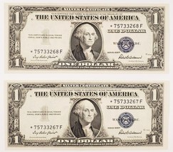 Full of 2 Consecutive 1935-F Silver Star Certificate Banknotes Fr #1615 ... - $79.49