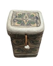 Studio Art Pottery Signed Abstract Trinket Box Lid Signed Venezuela - $29.45