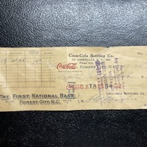 1930, Coca-Cola, Bottling Company Check (ASHEVILLE NC) Scarce / Vintage - £27.39 GBP